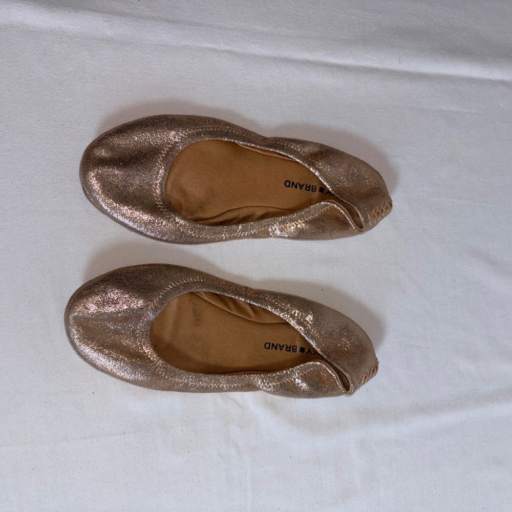 Lucky Brand Emmie Ballet Flat 7.5 Rose Gold Good Metallic Leather Slip On Shoes